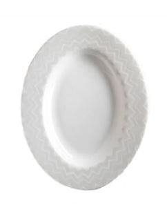 Zig Zag White - Beyaz-Gri, Oval Servis/Meze Tabağı 23 cm