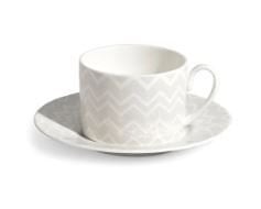 Zig Zag White - Beyaz-Gri, Kahve/Çay Fincanı ve Tabağı 0,20L