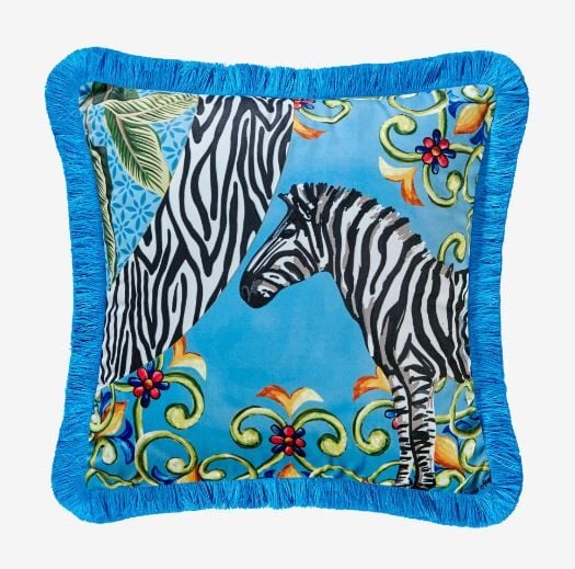 IL GIARDINO ZEBRA DESENLİ KADİFE YASTIK 43*43 CM