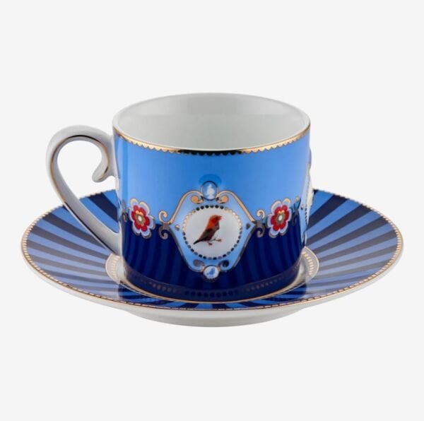 Love Birds Mavi Madalyon Desenli Çay Fincanı 200 ml