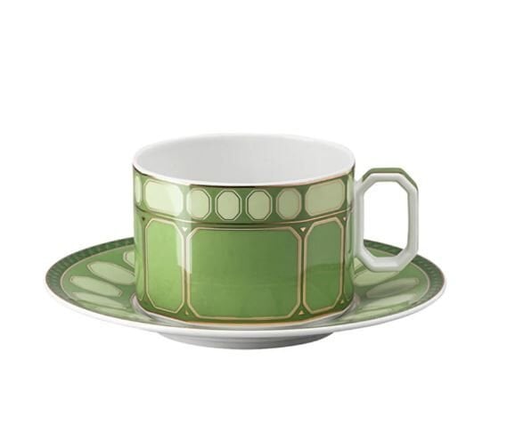 Swarovski Signum Fern - Çay Fincan ve Tabağı, Yeşil, 0,26 L