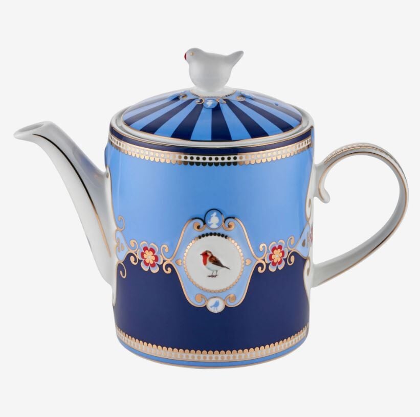 Love Birds Mavi Madalyon Desenli Demlik 1,3 lt.