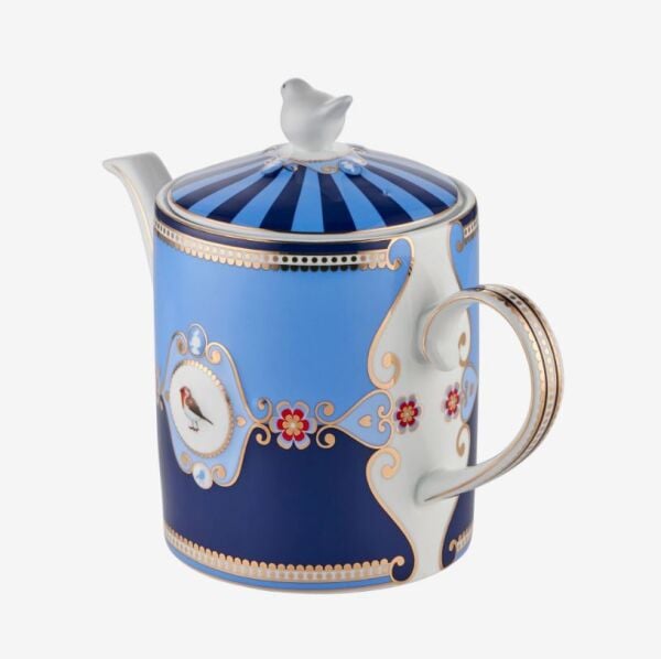 Love Birds Mavi Madalyon Desenli Demlik 1,3 lt.