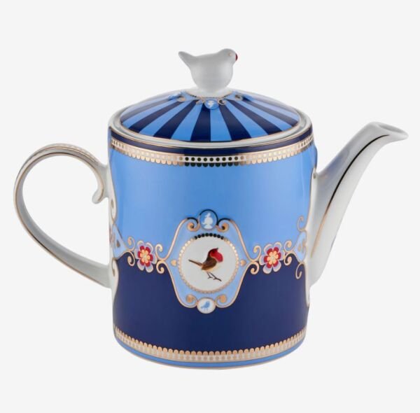 Love Birds Mavi Madalyon Desenli Demlik 1,3 lt.