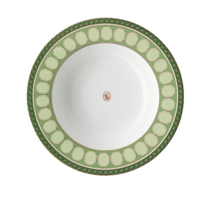 Swarovski Signum Fern - Çukur Tabak, Yeşil, 24 cm