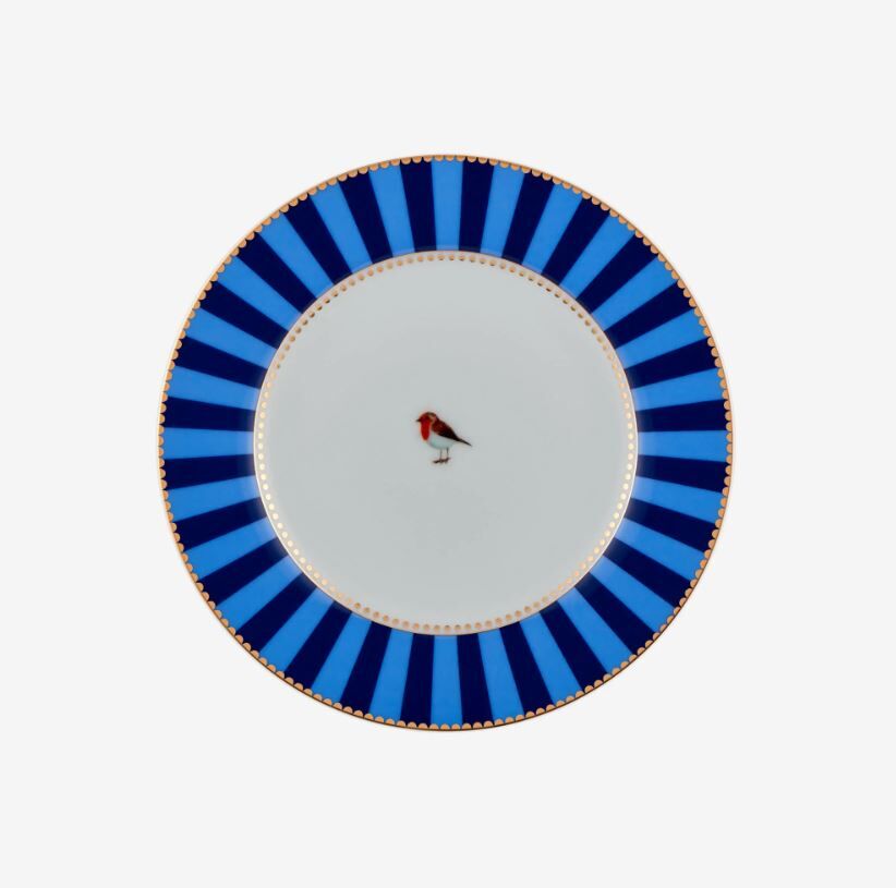 Love Birds Mavi Çizgili Tabak 17 cm