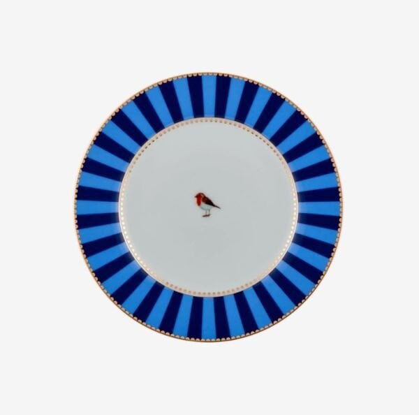 Love Birds Mavi Çizgili Tabak 17 cm