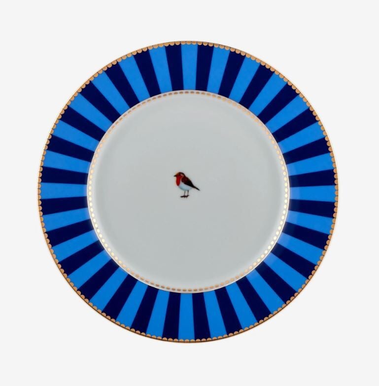 Love Birds Mavi Çizgili Tabak 21 cm