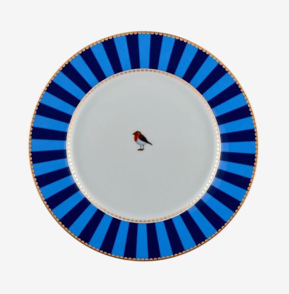 Love Birds Mavi Çizgili Tabak 21 cm