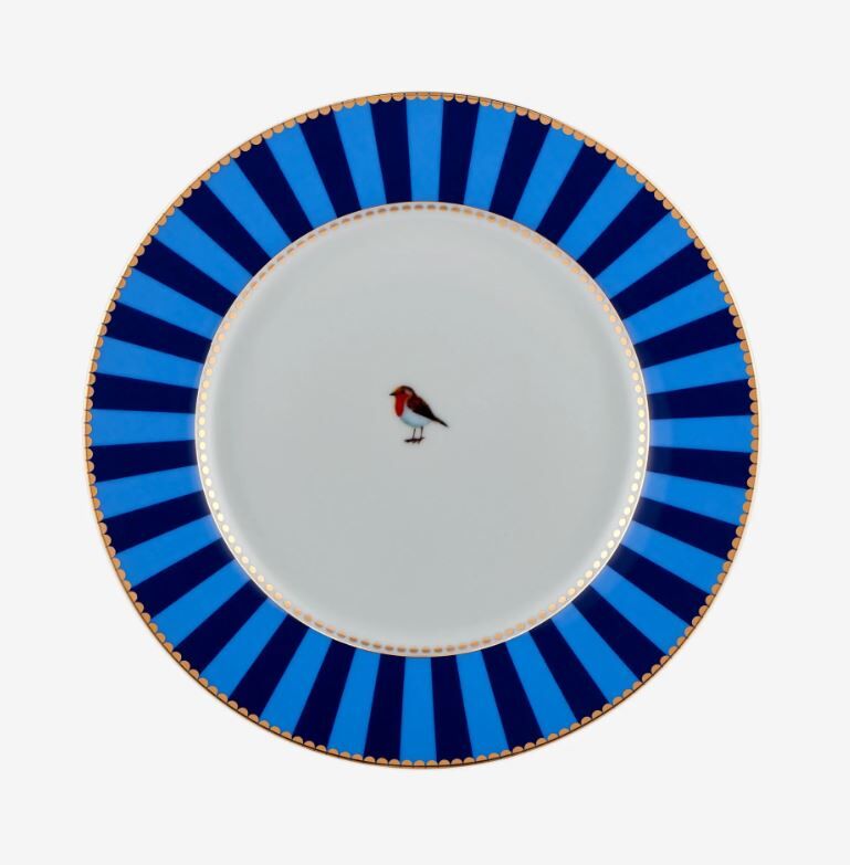 Love Birds Mavi Çizgili Yemek Tabağı 26,5 cm