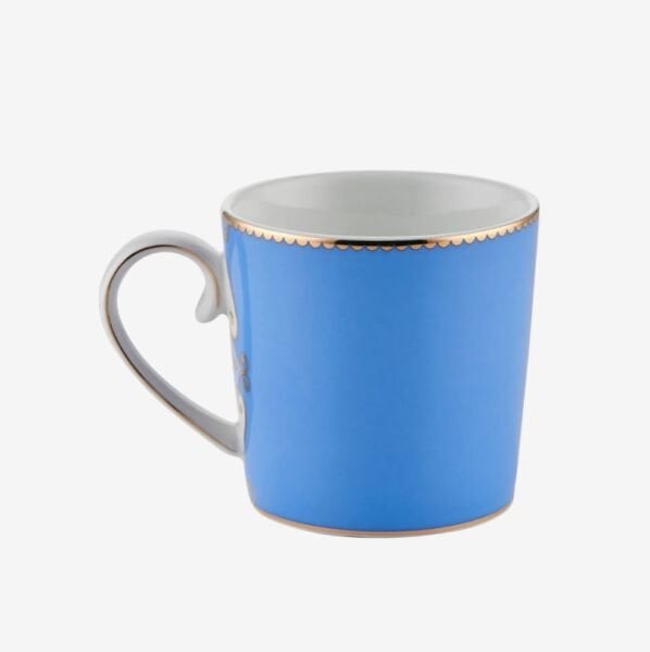 Love Birds Mavi Madalyon Desenli  Küçük Mug 150 ml