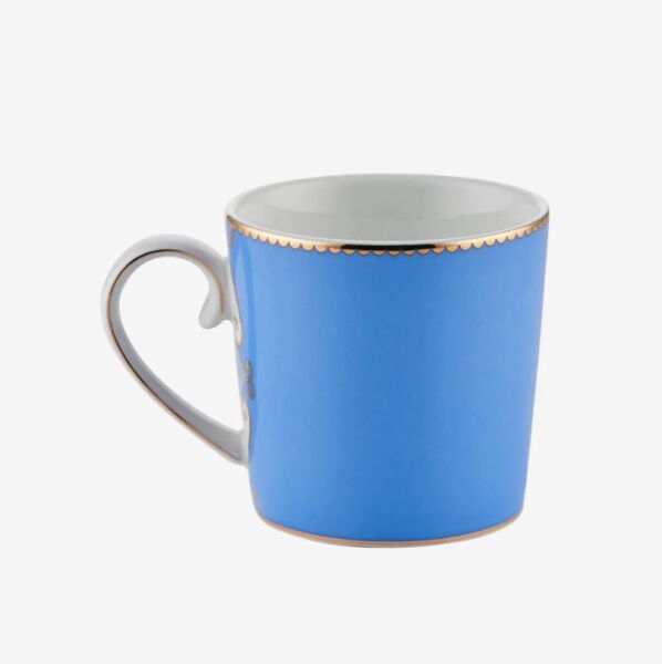 Love Birds Mavi Madalyon Desenli  Küçük Mug 150 ml