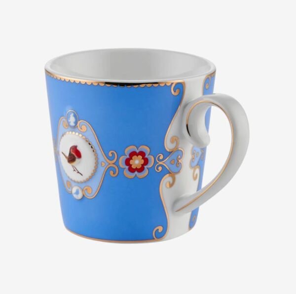 Love Birds Mavi Madalyon Desenli Mug 250 ml
