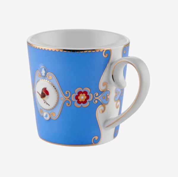 Love Birds Mavi Madalyon Desenli Mug 250 ml