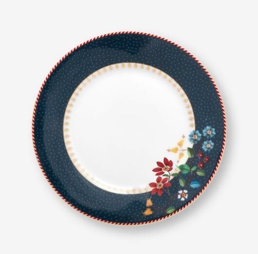 Mavi Porselen Pasta Tabağı 17 Cm