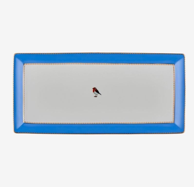 Love Birds Mavi Servis Tabaği 33.3x15.5cm