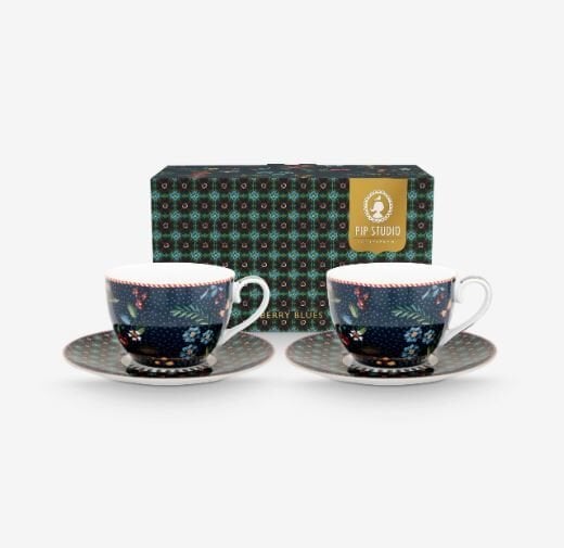 Mavi Porselen Çay Fincan Seti 280 Ml