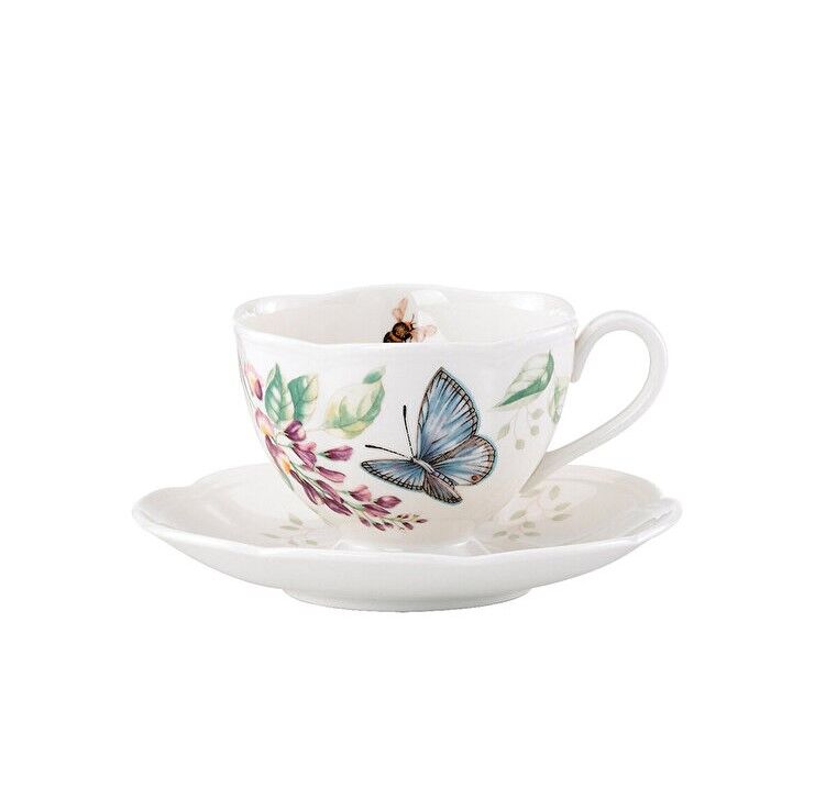 Butterfly Mavi Porselen Kahve/Çay Fincan ve Tabağı