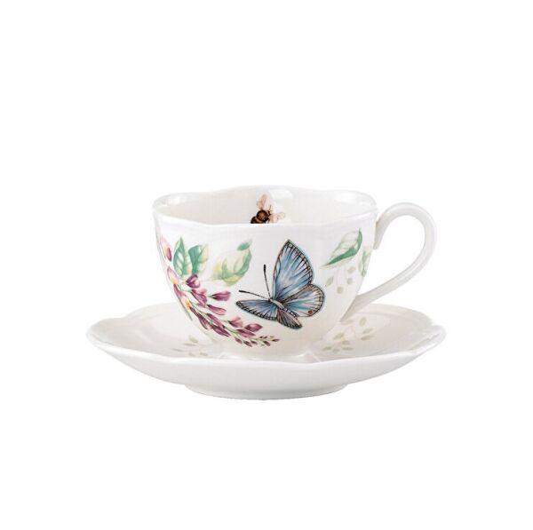 Butterfly Mavi Porselen Kahve/Çay Fincan ve Tabağı