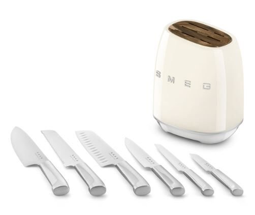 Retro Standlı Bıçak Seti Krem