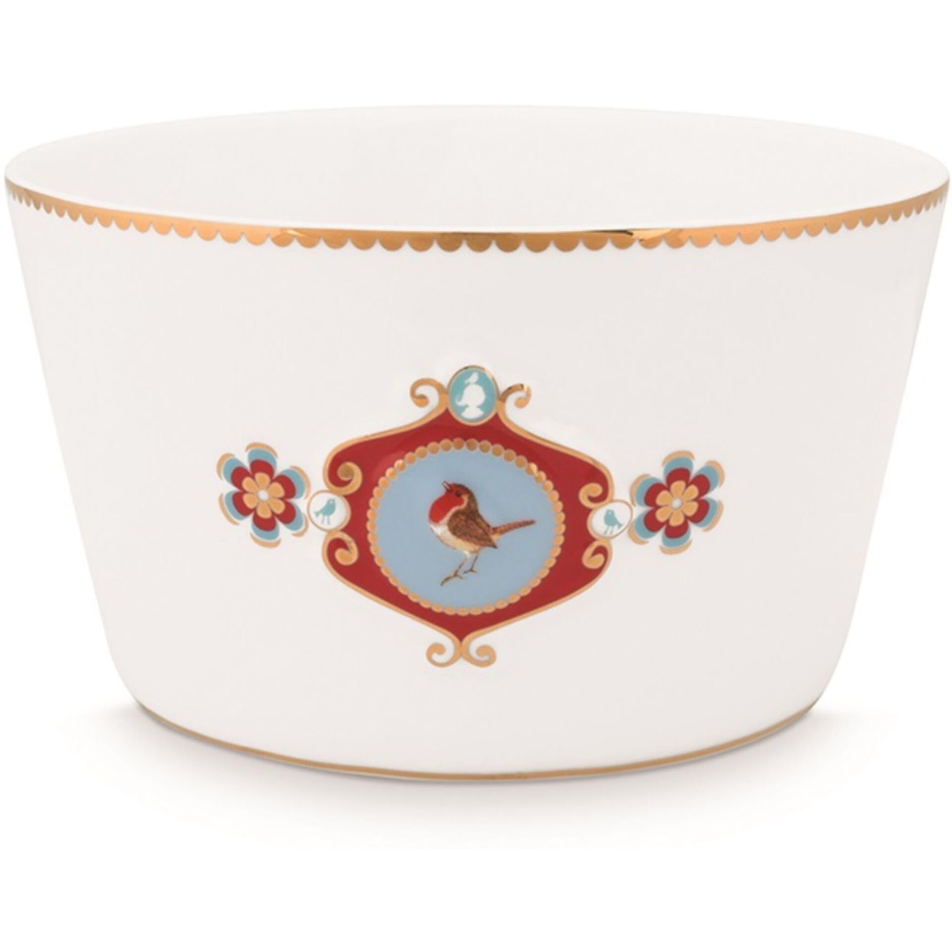 Love Bird Beyaz Madalyon Desenli Kase 15 cm