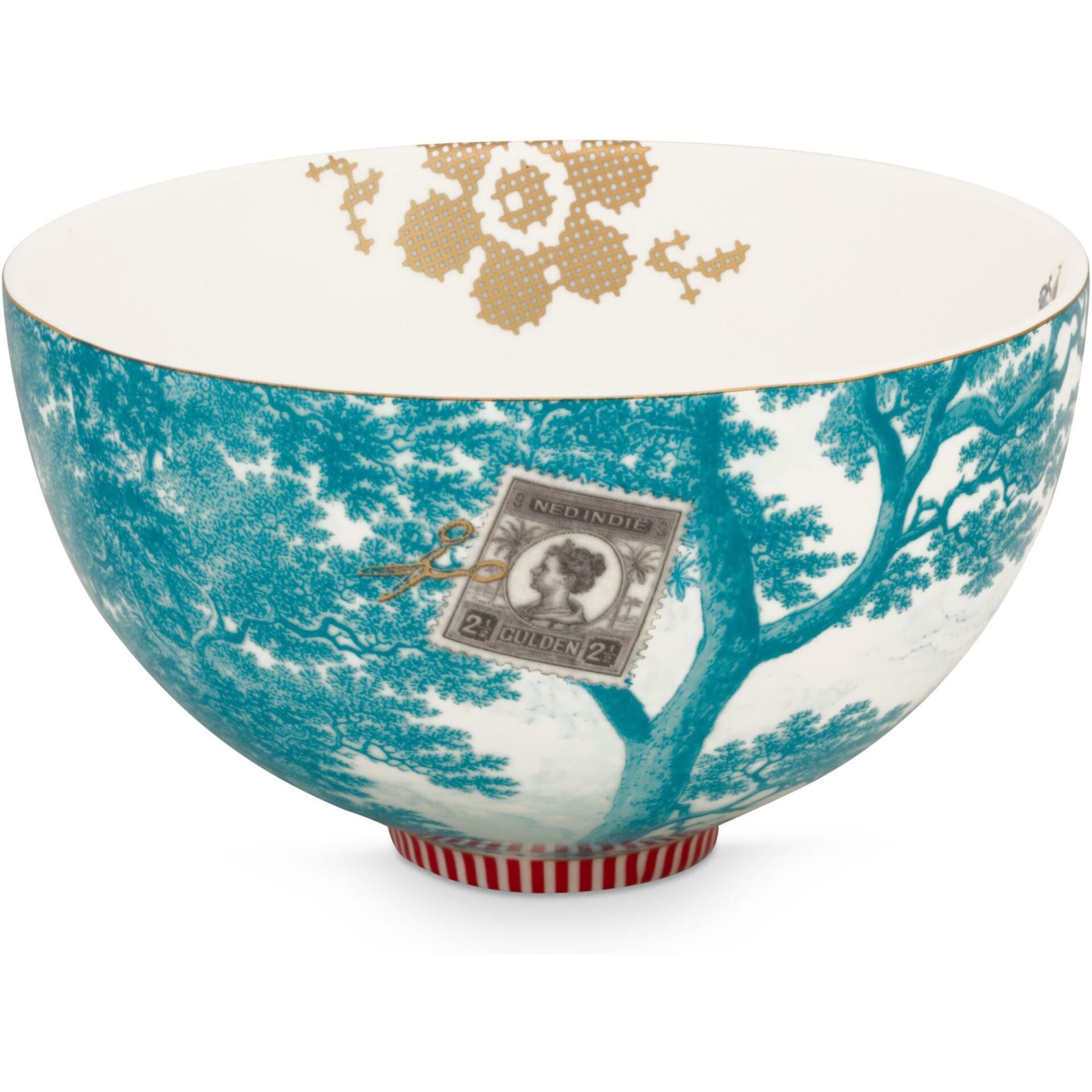 Heritage Turkuaz Gemi Desenli Kase 18 cm