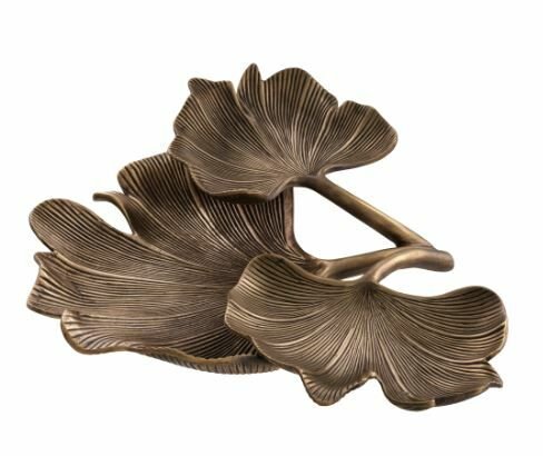 Tray Ginkgo vintage brass finish