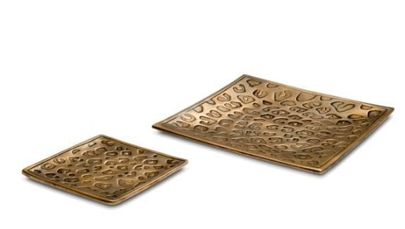 Tray Jaguar vintage brass finish set of 2