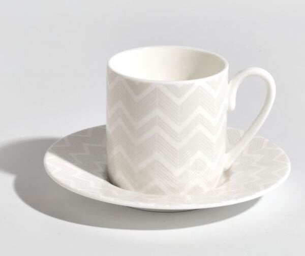 MISSONI ZIG ZAG WHITE - BEYAZ-GRI, TURK KAHVESI FINCAN VE TABAGI 0,10 L