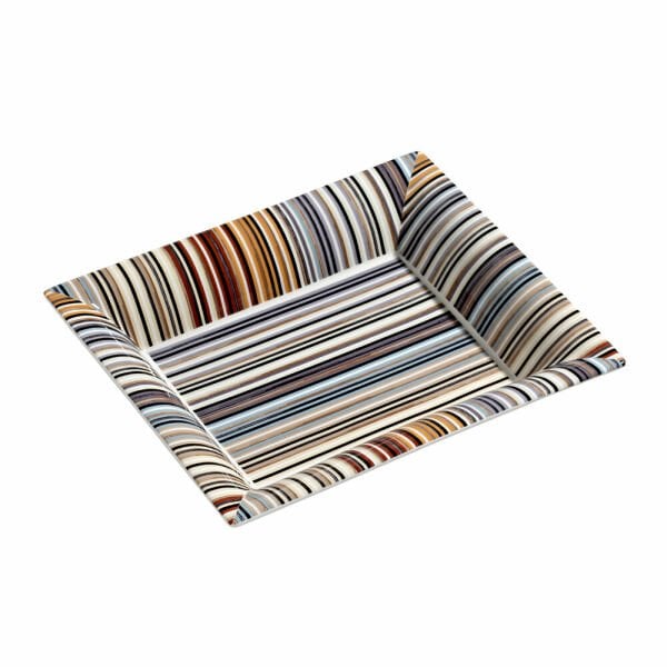 MISSONI STRIPES JENKINS 148 - KAHVE-BEJ, DIKDORTGEN DEKORATIF TABAK, 20x16CM