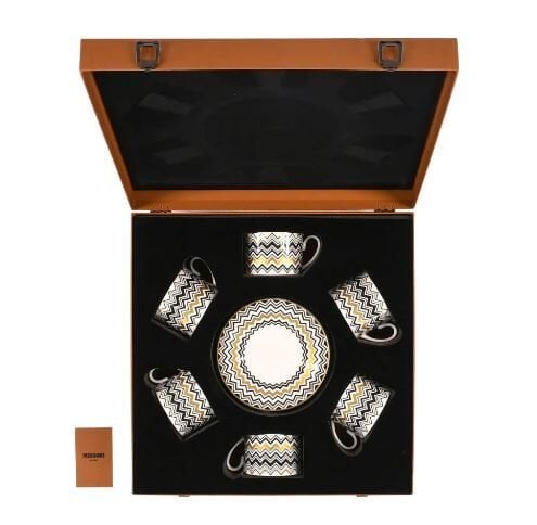 MISSONI ZIG ZAG - SIYAH-GOLD, 6 KISILIK KAHVE/CAY FINCAN VE TABAGI, 0,20 L, 12 PARCA