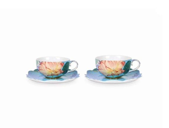 Royal 2li Mavi Çiçek Desenli Çay / Kahve Fincanı