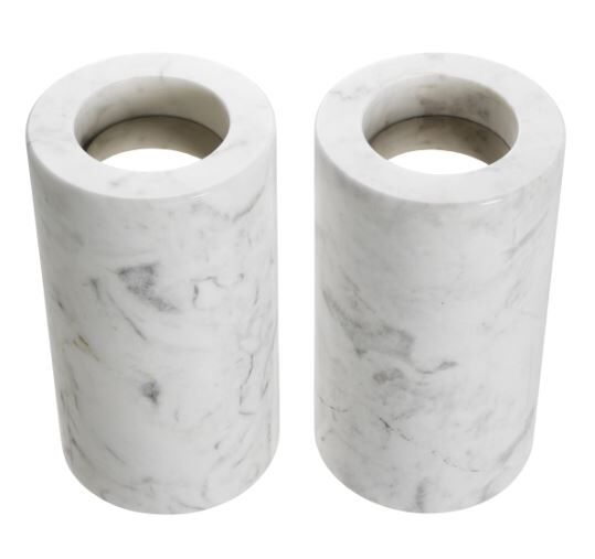 Tealight Holder Tobor M white marble Set of 2