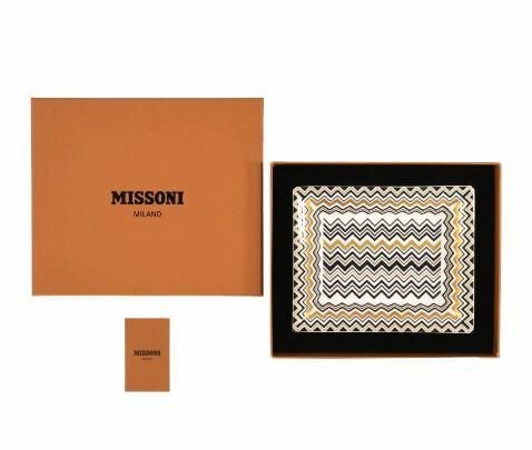 MISSONI ZIG ZAG - SIYAH-GOLD, DIKDORTGEN DEKORATIF TABAK, 20x16CM