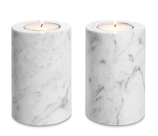 Tealight Holder Tobor S White Marble Set of2