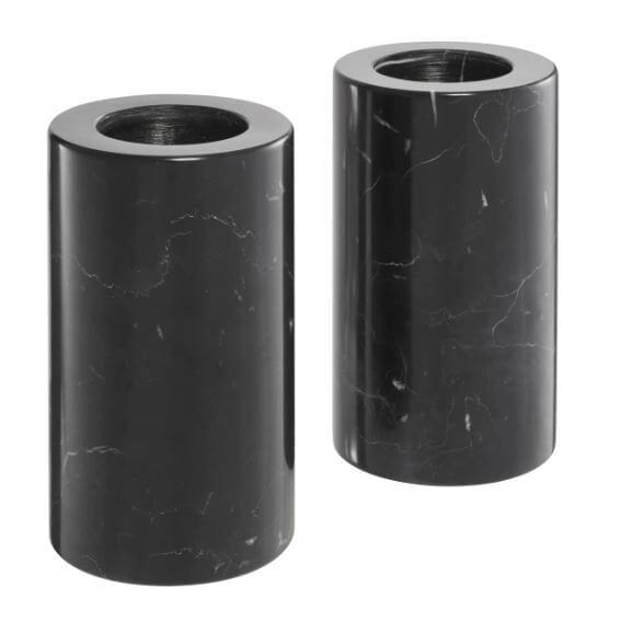 Tealight Holder Tobor M Black Marble Set of 2