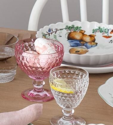 Pembe Kristal Ayaklı Dondurmalık, Kokteyl Kadehi