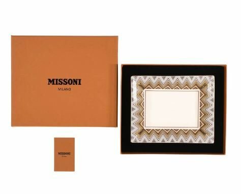 MISSONI ZIG ZAG JARRIS 148 - KAHVE-BEJ, DIKDORTGEN DEKORATIF TABAK, 20x16CM