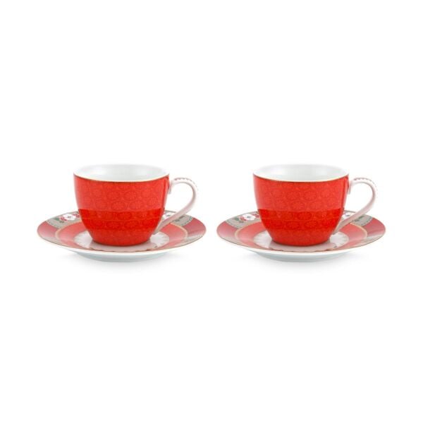 Blushing Birds İkili Kırmızı Kahve Fincanı Seti 120 ml