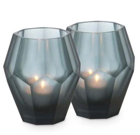 Tealight Holder Okhto L blue set of 2