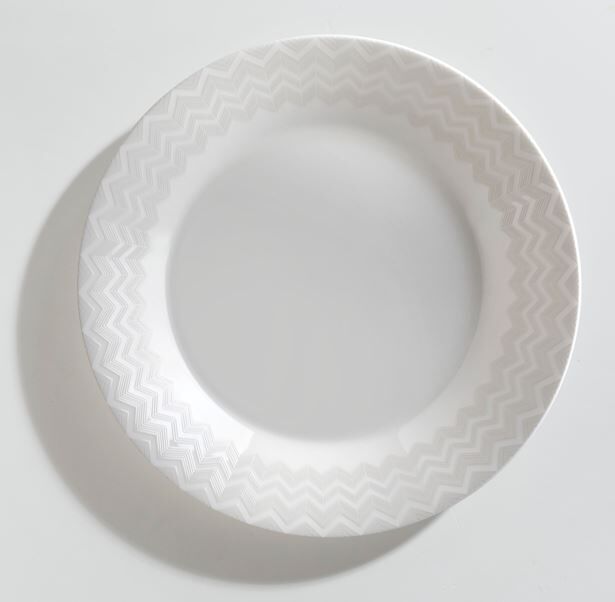 Zig Zag White - Beyaz-Gri, Çukur Tabak 22 cm