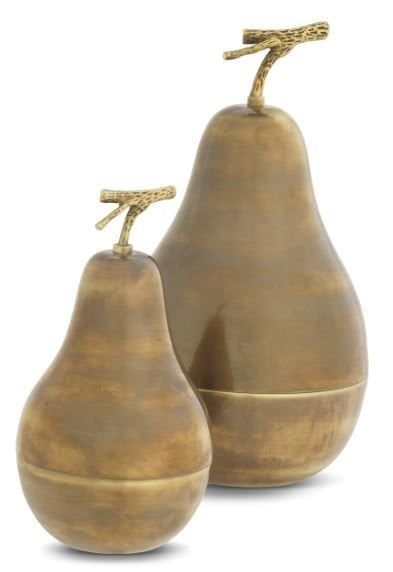 Box Pear vintage brass finish set of 2