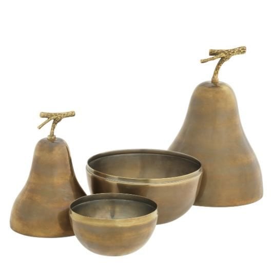 Box Pear vintage brass finish set of 2