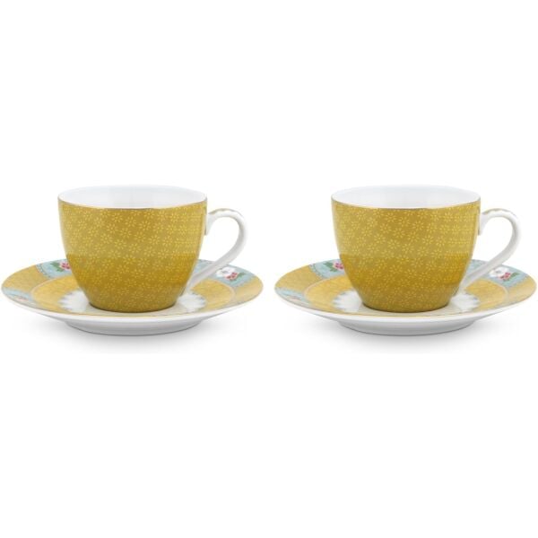 Blushing Birds İkili Sarı Kahve Fincanı Seti 120 Ml