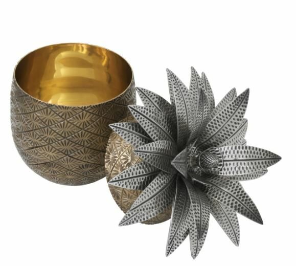 Box Pineapple ant brass finish ant silver