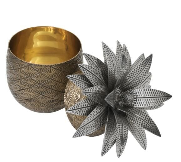 Box Pineapple ant brass finish ant silver