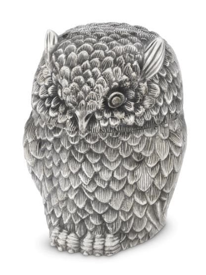 Box Owl antique silver plated