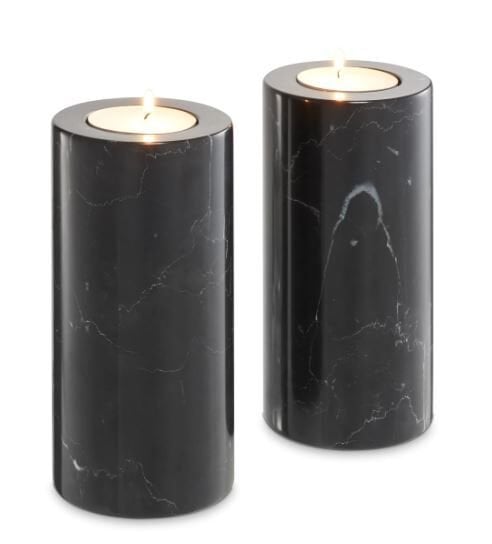 Tealight Holder Tobor L Black Marble Set of 2