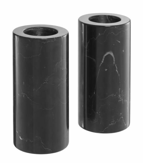 Tealight Holder Tobor L Black Marble Set of 2