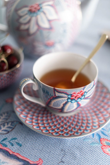 Flower Festival Mavi İkili Çay Fincanı Seti 280 ml.